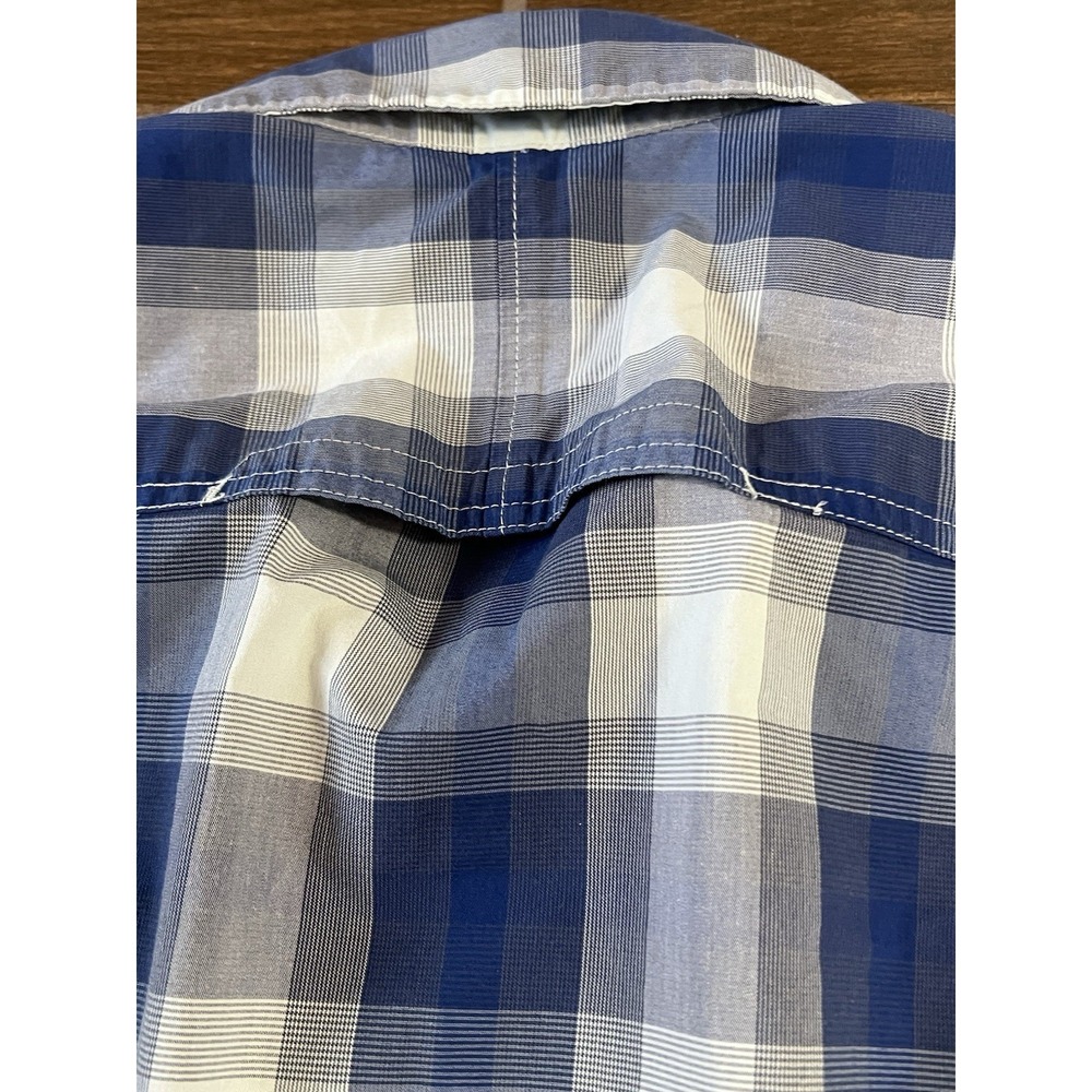 Wrangler Men's ATG Short Sleeve Button Up Shirt Blue Plaid Sz XL Outdoors Work - Picture 6 of 6